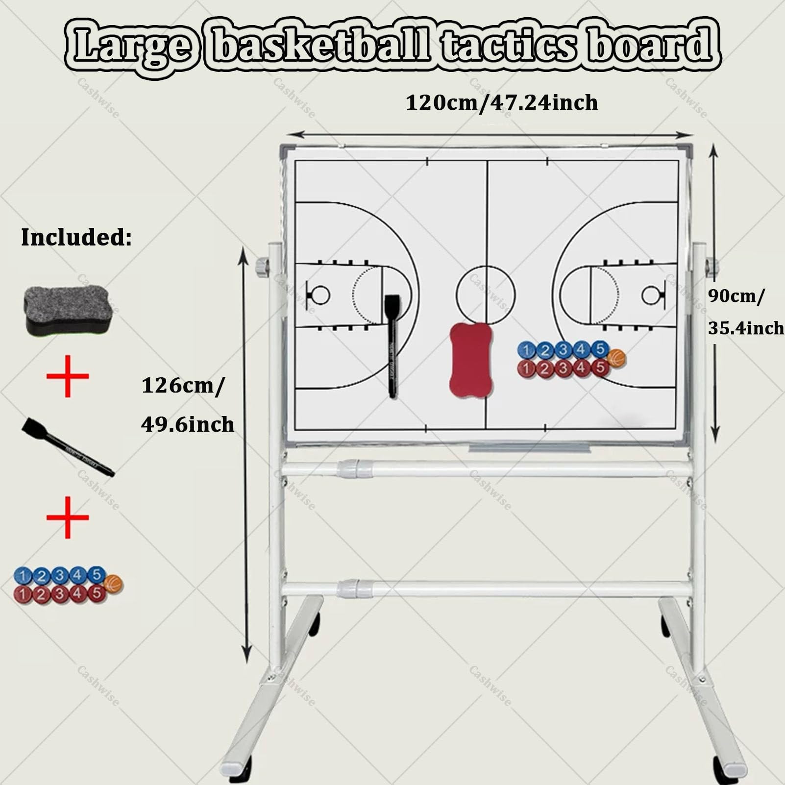 Lavagna magnetica per allenamenti, lavagna tattica portatile su entrambi i lati per basket e calcio, grande lavagna bianca con ruote, allenamento quotidiano e distribuzione tattica