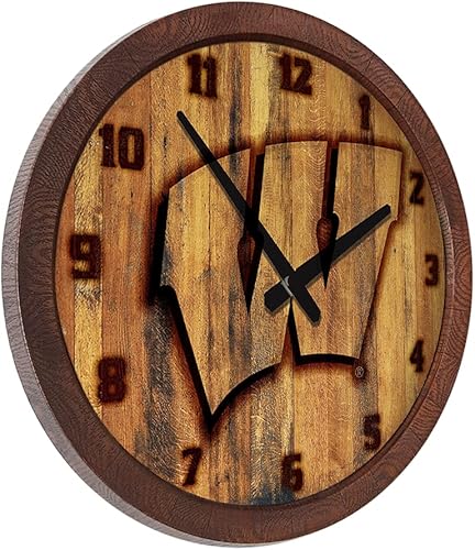 Miniatura 70 de The Fan-Brand NCAA Oklahoma Sooners: Faux Barrel Top Wall Clock Sports Team Bar Sign Décor - Home Man Cave, Party Decoration - Made On Demand