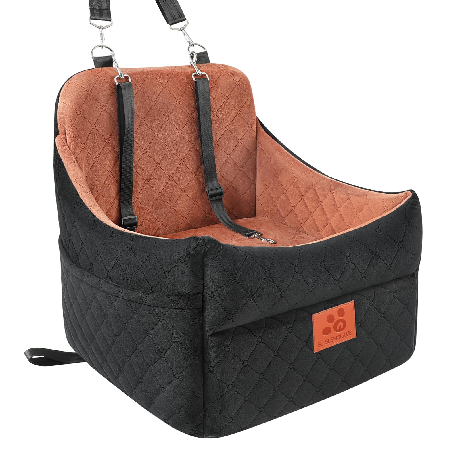 GL GLENSLAVE Dog Car Seat for Small/Medium Dogs, Dog Booster Car Seats with Thick Cushion for Dogs Under 35 lbs, Detachable Washable Pet Carseat with