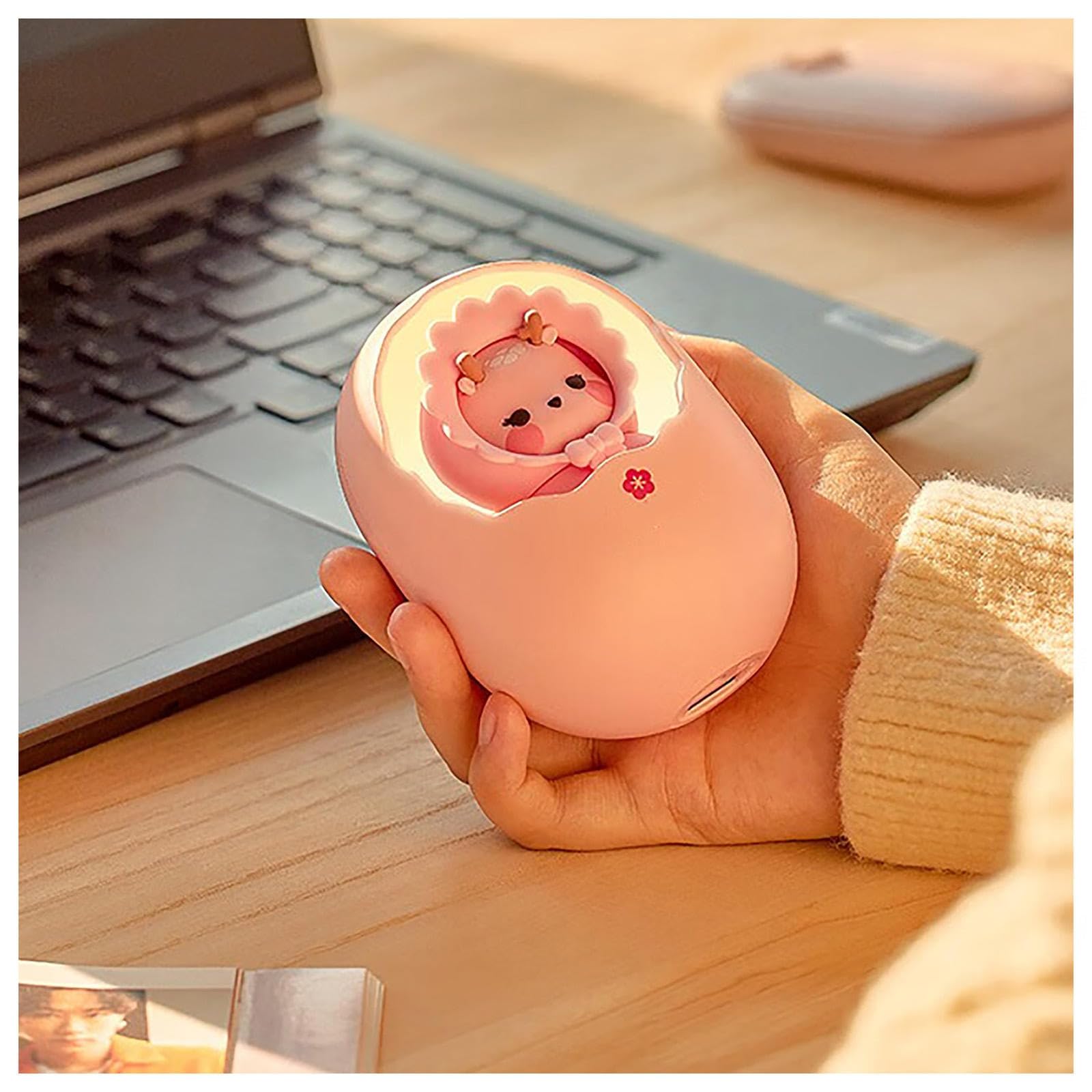 ARTSIM Chauffe-Mains électrique Forme Mignonne avec Banque D'énergie,Veilleuse 3 en 1, Chauffe Main Forme Mignonne 6000mah/47-60℃ Réglable/8h De Chaleur pour Noël,Chasse,Camping,Golf,Pink