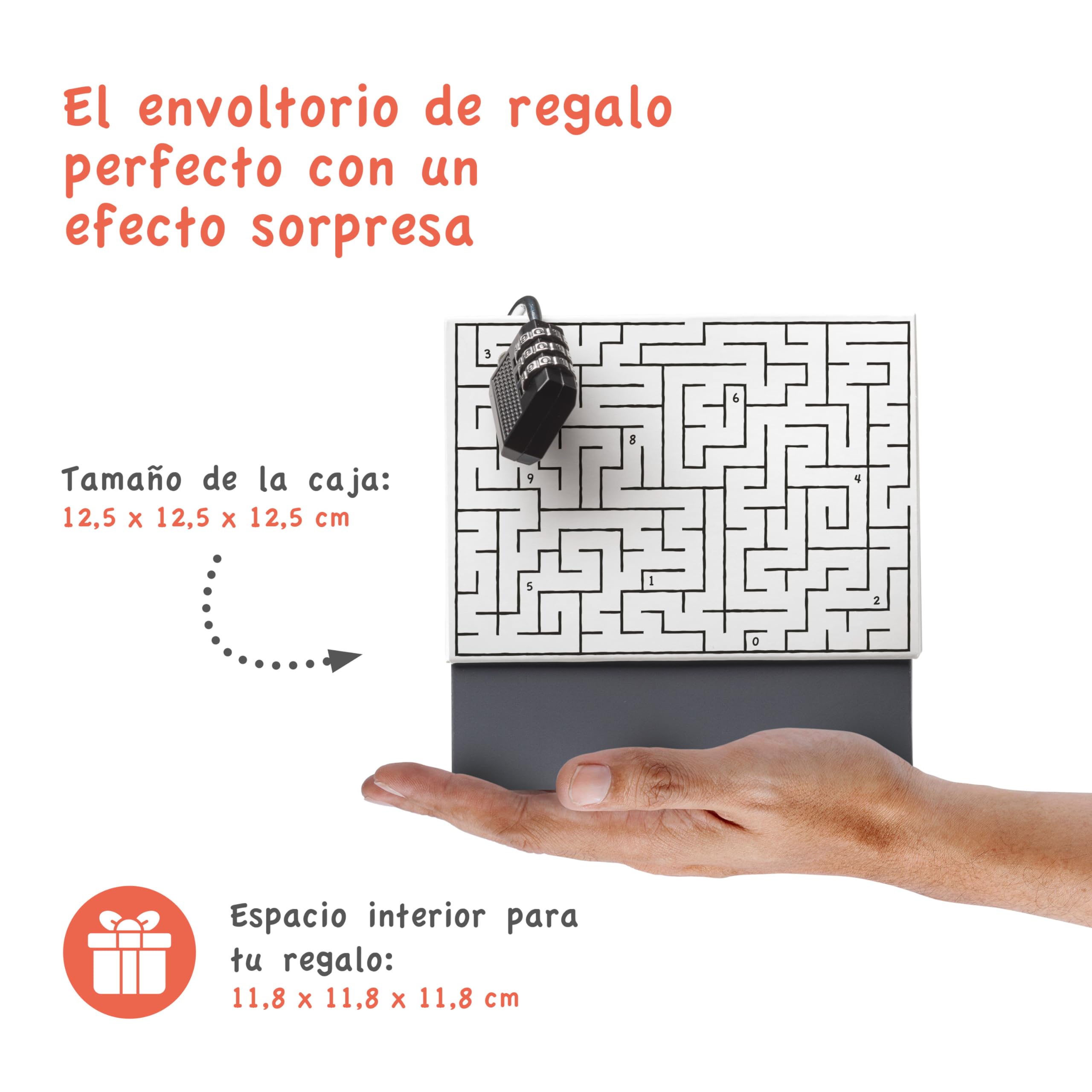 SURPRISA Caja de regalo, caja de rompecabezas, embalaje de regalo para vales, rompecabezas de laberinto, tamaño S (12 cm)