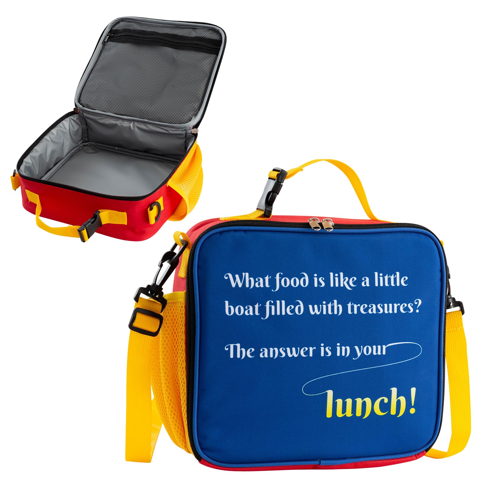 ZBJZJM Insulated Lunch Bag for Girls & Boys - 3-Color Kids Bento Lunch Box Bag with Adjustable Strap, Double-Layer Insulation, Waterproof & Large