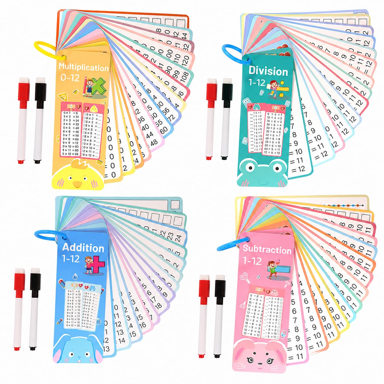 Math Flash Cards for Kids, Addition Subtraction Multiplication Division Cards