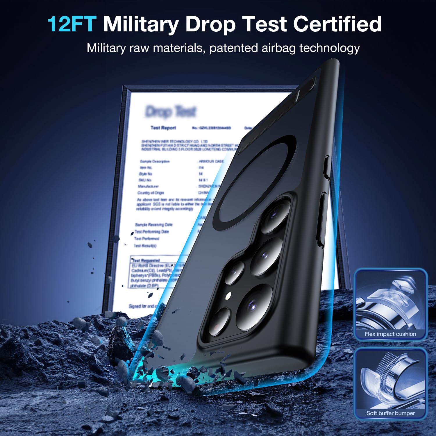 for Samsung Galaxy S22 Ultra Case with MagSafe [Adjustable Kickstand] [Charge While Standing] [Military Shockproof] Translucent Matte Soft Silicone Bumper for S22 Ultra Phone Case Slim, Black - Image 7