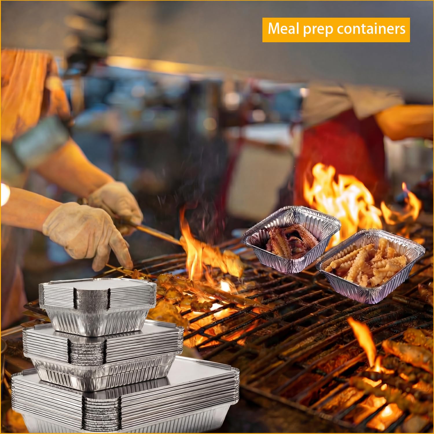 Barquette Aluminium avec Couvercle 36 Pièces 1900ml/650ml/410ml Plat Jetable Barbecue