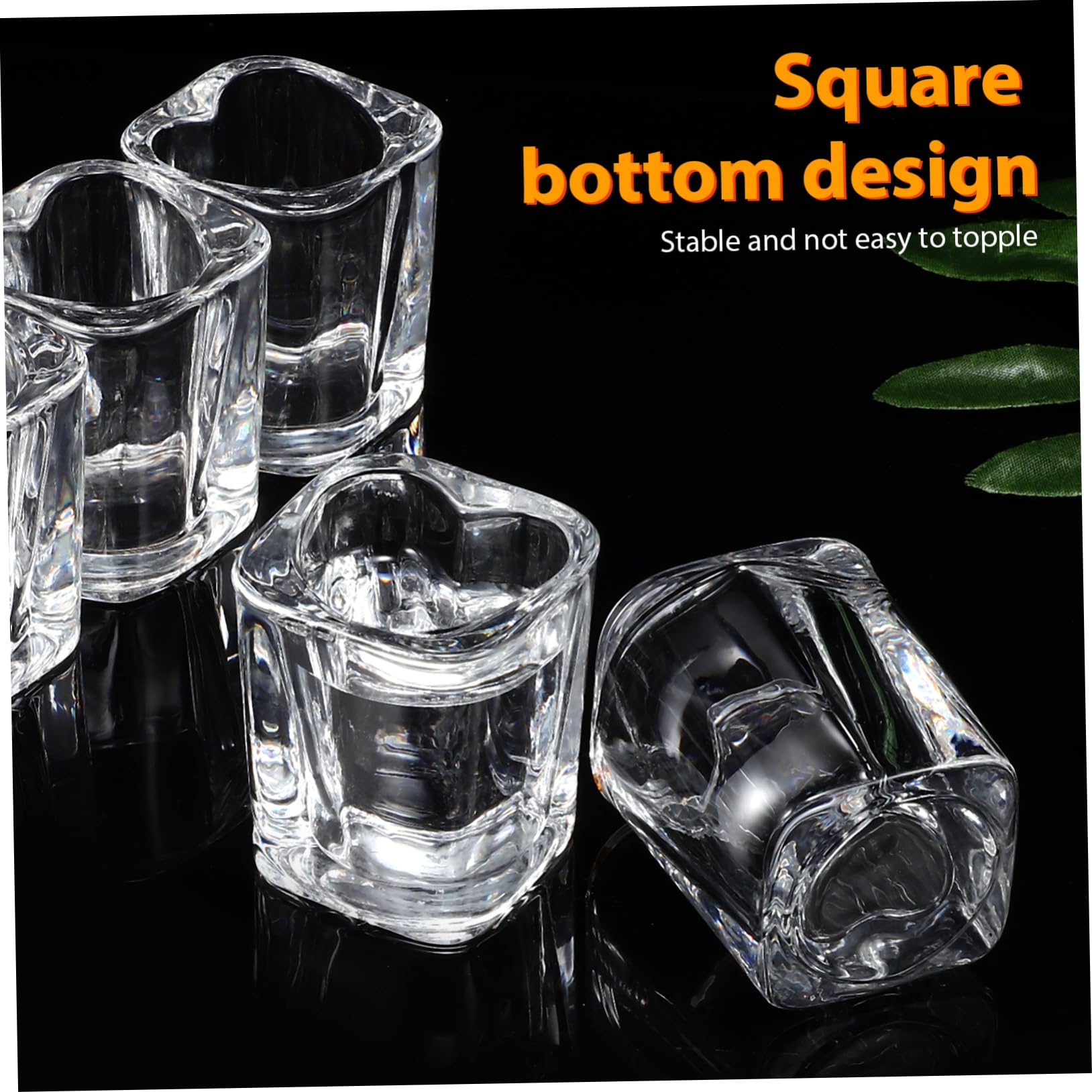 Lot de 6 Verres à Shot en Verre de Cœur Base Carrée Stable de 45 Ml, pour Noël et Réunions Entre Amis