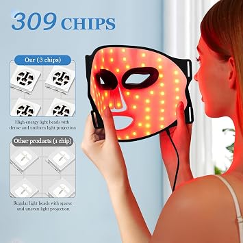 LED Light Therapy Face & Neck Mask, Led Face Light Therapy Mask with 7 Colors, Silicone Facial Mask for Skin Care, Skin Tightening Anti-Aging, Home Skincare