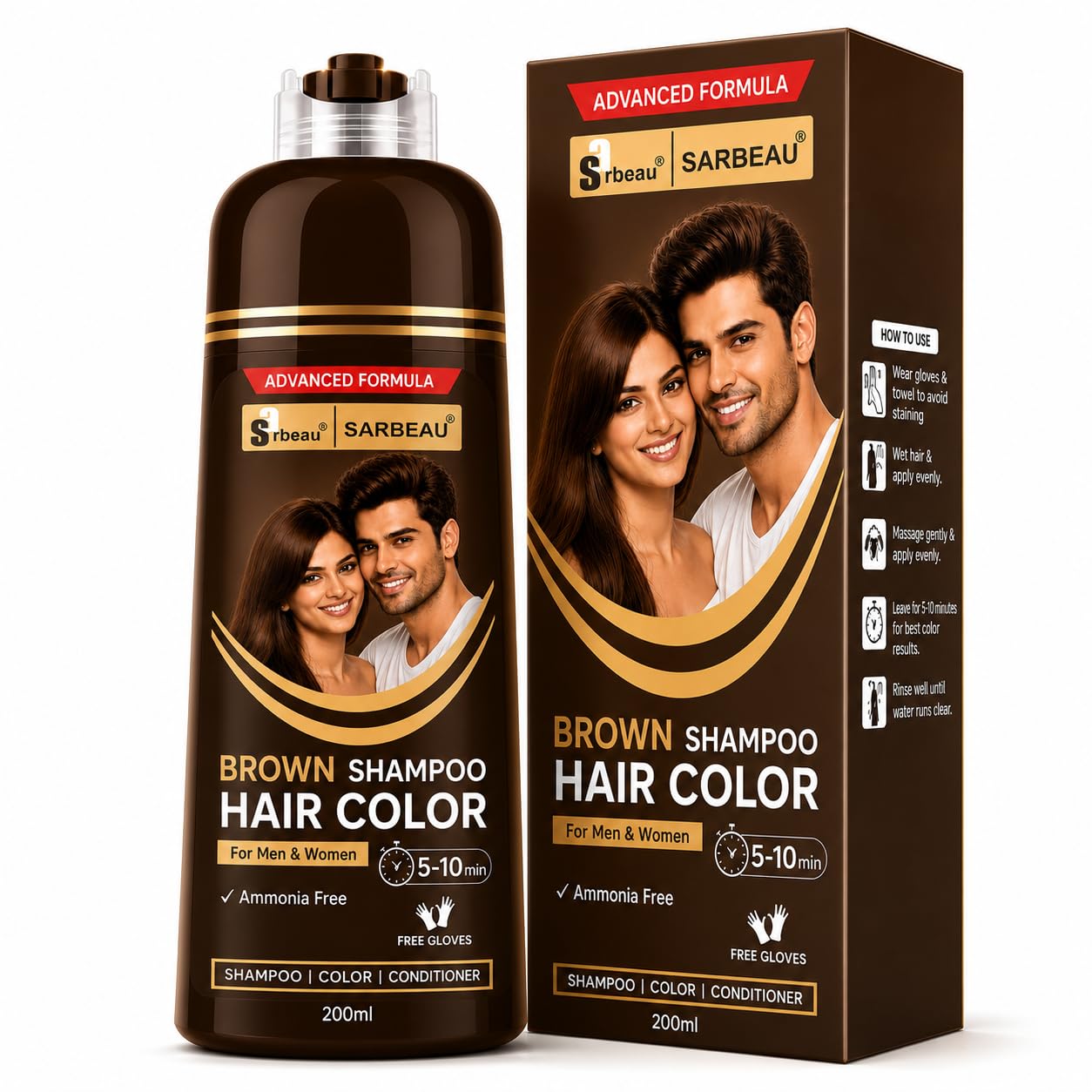 Brown Hair Color Shampoo 200ml | Instant Hair Dye Shampoo for Men & Women | Ammonia Free Hair Colour | 100% Grey Coverage in 15 Minutes | Shampoo Color Conditioner 3-in-1 | 200ml-image-6