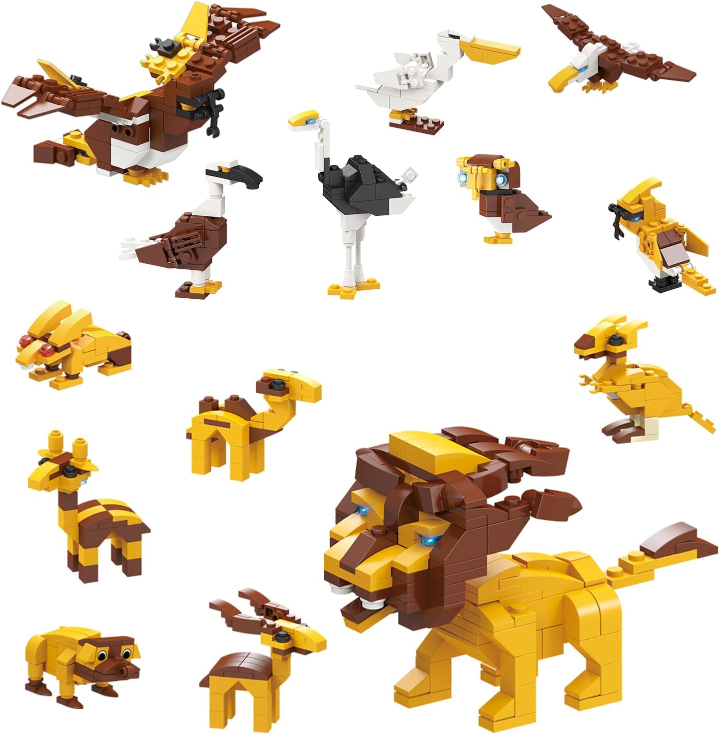 WINGIFT Party Favor for Kids, 12 in 1 Pre Filled Lion and Goshawk Block Set - 12 Pcs Mini Building Blocks Toys, STEM Building Blocks Toys, Classroom Prize Toys, Birthday Gifts, Goodie Bags, Carnival