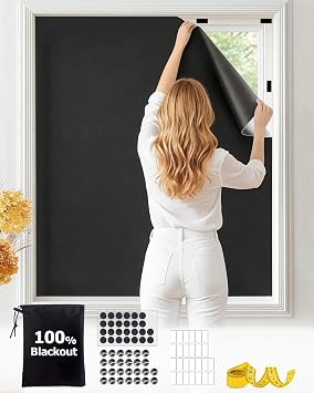 LazBlinds Portable Blackout Shades57"x118" | DIY Cut-to-Fit for Travel, Dorm & RV, No-Drill Mounting on Any Surface, 100% Blackout Curtains with Storage Bag