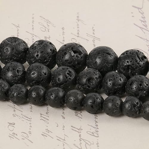 Miniatura 8 de 60 piezas de cuentas de piedra natural de 6mm, cuentas de lava negra, gemas de cristal para hacer joyas, pulsera y collar DIY