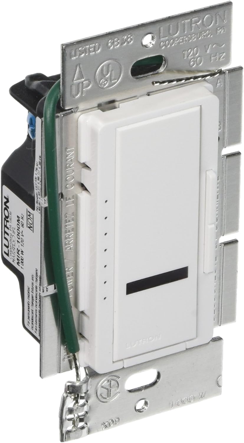 Lutron Maestro 1000-Watt IR Dimmer Switch for Incandescent and Halogen Bulbs, Single-Pole or Multi-Location, MIR-1000M-AL, Almond