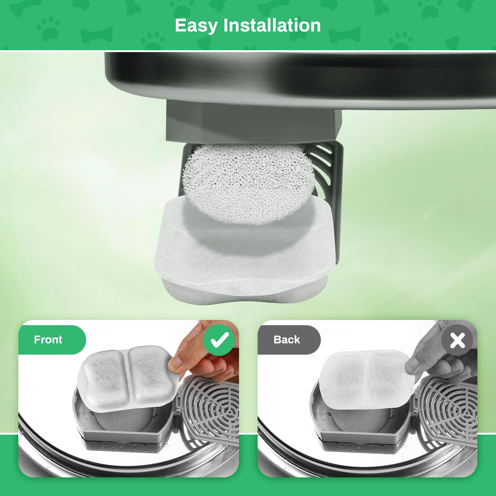 16-pack Dog Water Fountain Filter Replacement for 7L/230oz/1.8G Stainless Steel Dog Fountain Super Quiet with Triple Filtration for Large Cats Multi-Pet Home (16 Set Filters for 7L Pet Fountain) - image 4