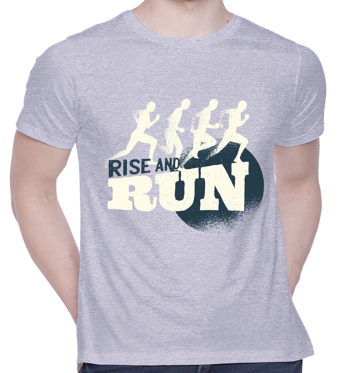 CreativiTGraphic Printed T-Shirt for Unisex Rise-and-Run Tshirt | Casual Half Sleeve Round Neck T-Shirt | 100% Cotton | D00399-53