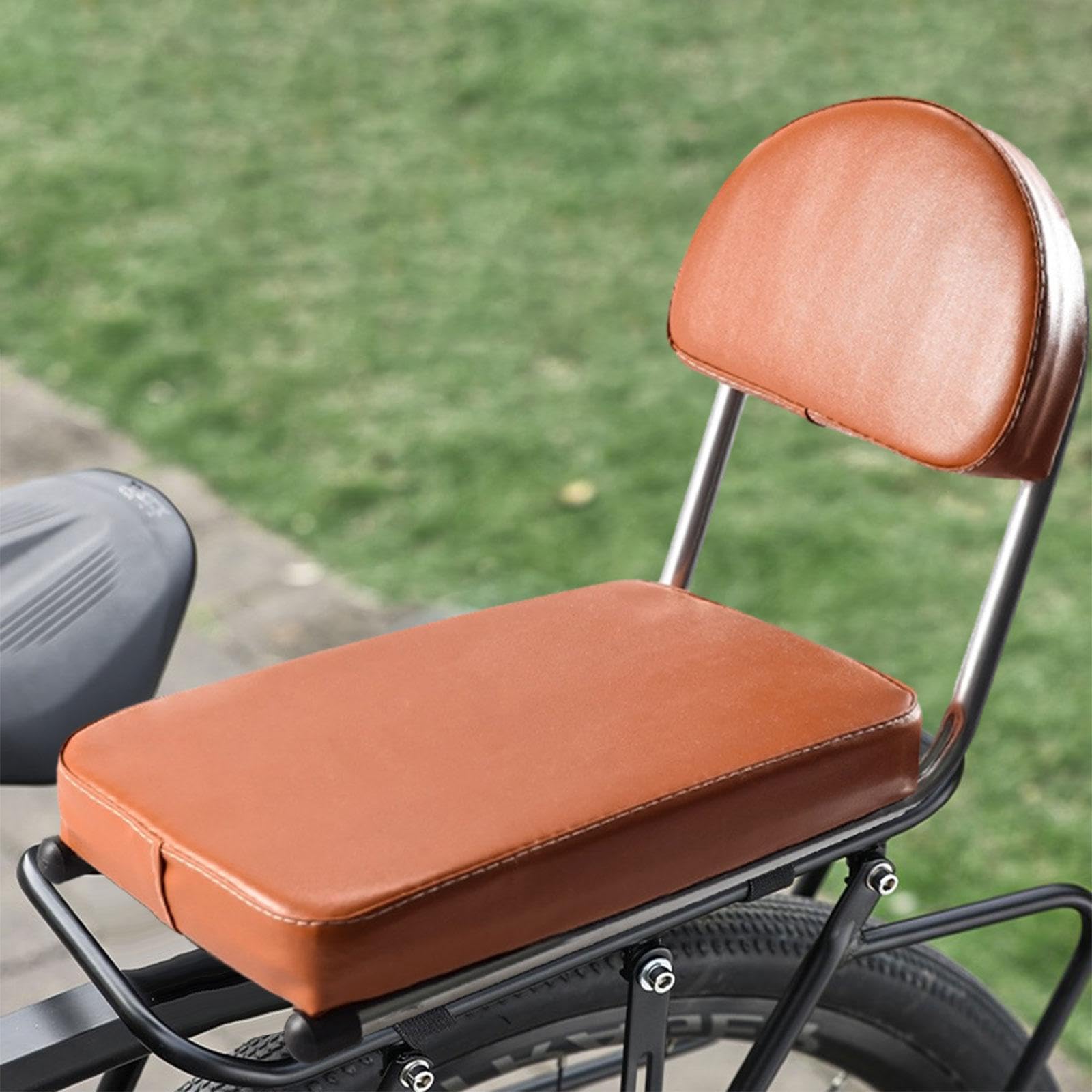 F Fityle Sedile posteriore per bici Cuscino per sedile per bicicletta Assorbimento degli urti Donna Uomo Durevole Cuscino per schienale per bici Sella per bici, marrone