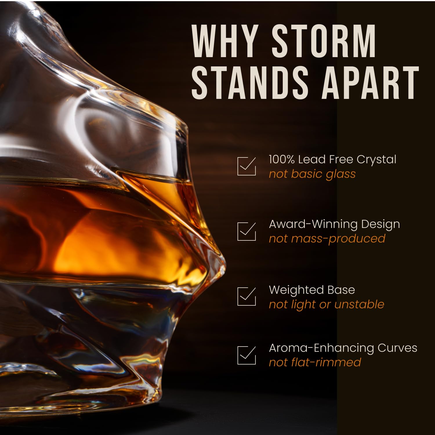 TsukiGlass Storm Japanese Crystal Whisky Decanter – 100% Ultra