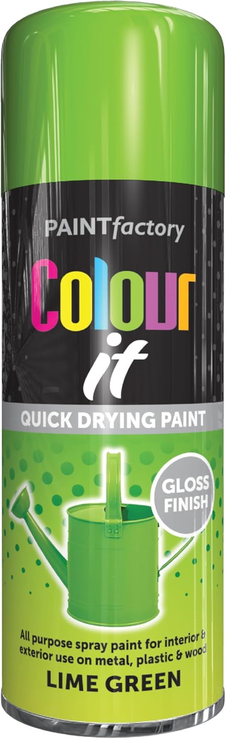 Paint Factory Colour It Quick Drying Spray Paint 400ml Lime Green Gloss Finish