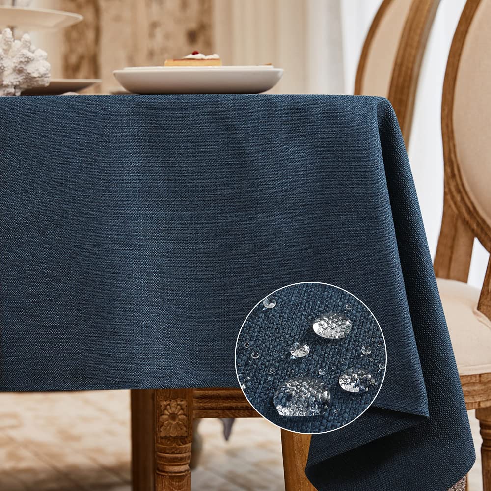 BALCONY & FALCON Square Tablecloth Washable Wrinkle Resistant and Water Proof Small Table Cloth Decorative Linen Fabric Tablecloth for Dining Parties Kitchen Wedding and Outdoor Use (Navy Blue, 47x47)
