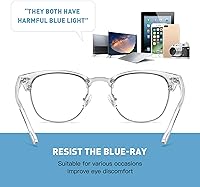 Vista 111 de Lentes Aomaste con bloqueo de luz azul, retro, con semi montura, UV400, lentes transparentes para computadora, unisex