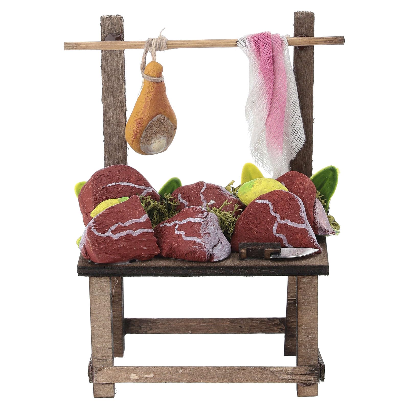 Holyart Ambientazioni, botteghe, case, pozzi: Banco della carne 10x7x4 presepe 12 cm