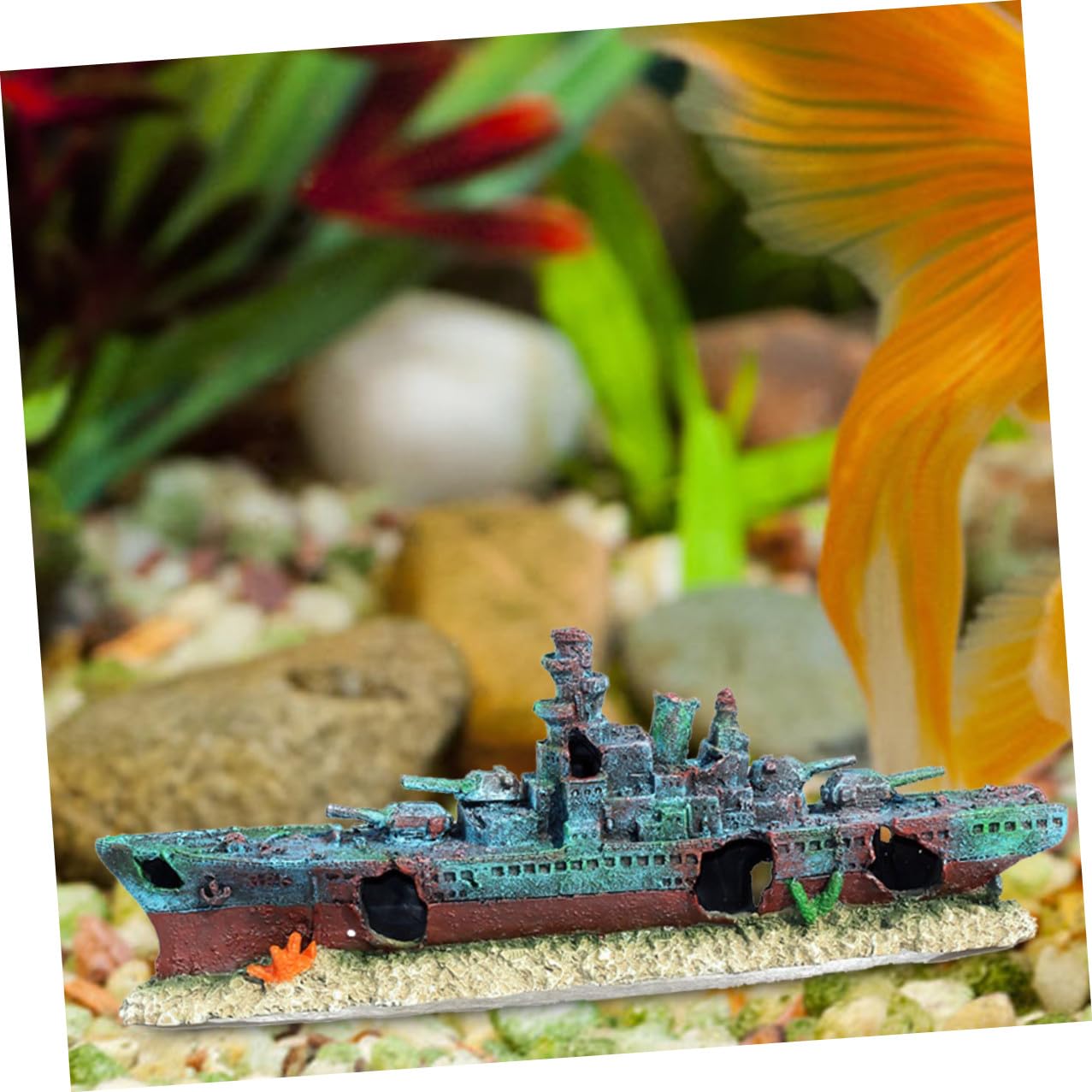 SHINEOFI Schiffswrack Aquarium Deko aus Robustem Harz Wasserdichtes Versunkenes Schiff Ornament für Aquarien Installieren Dekoratives Unterwasser landschaftselement Fischversteck