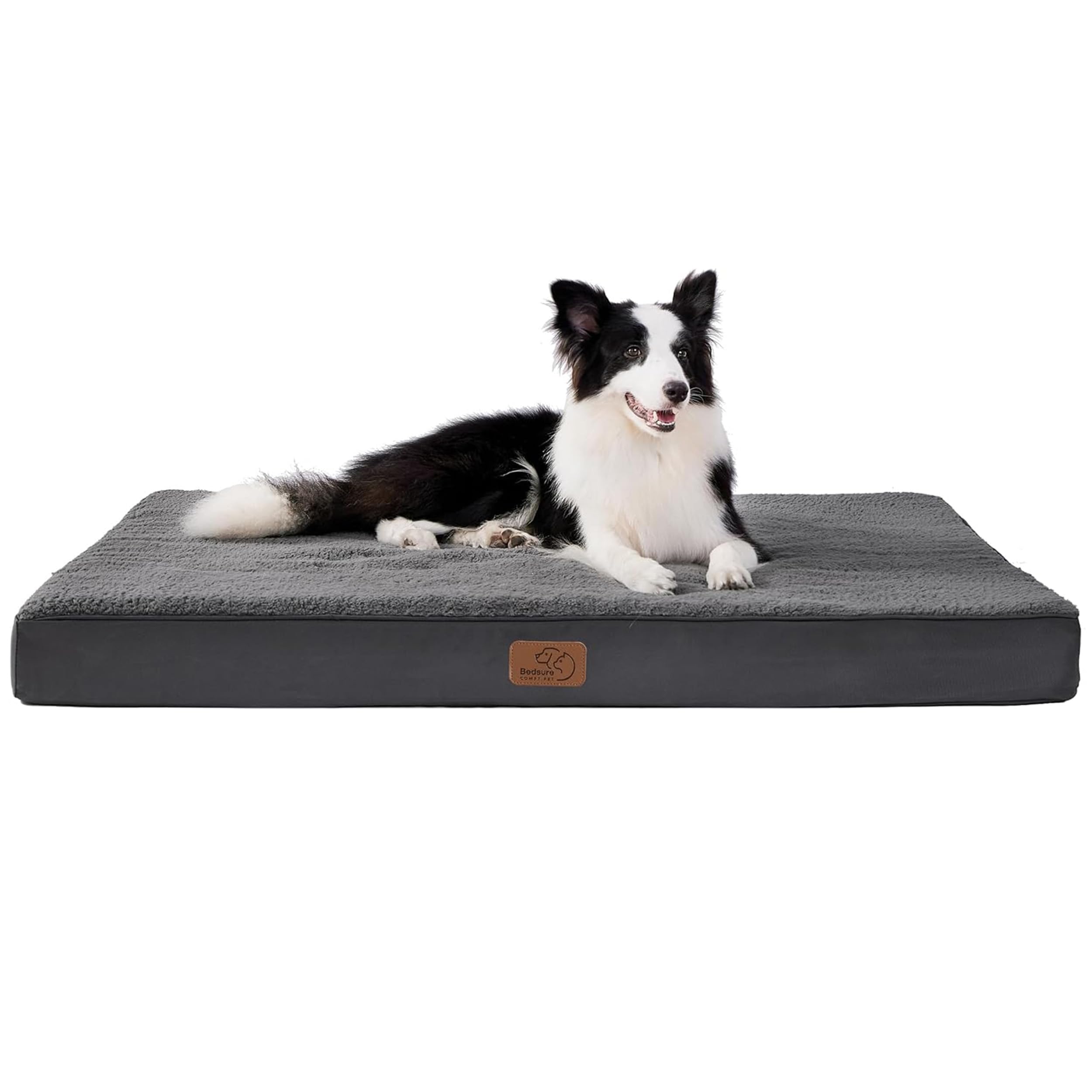 Bedsure Cuscino per Cane Gande - Materassino per Cani Taglia Grande Interno Cuscino Cane Sfoderabile Lavabile 91x69x7,6 cm Grigio