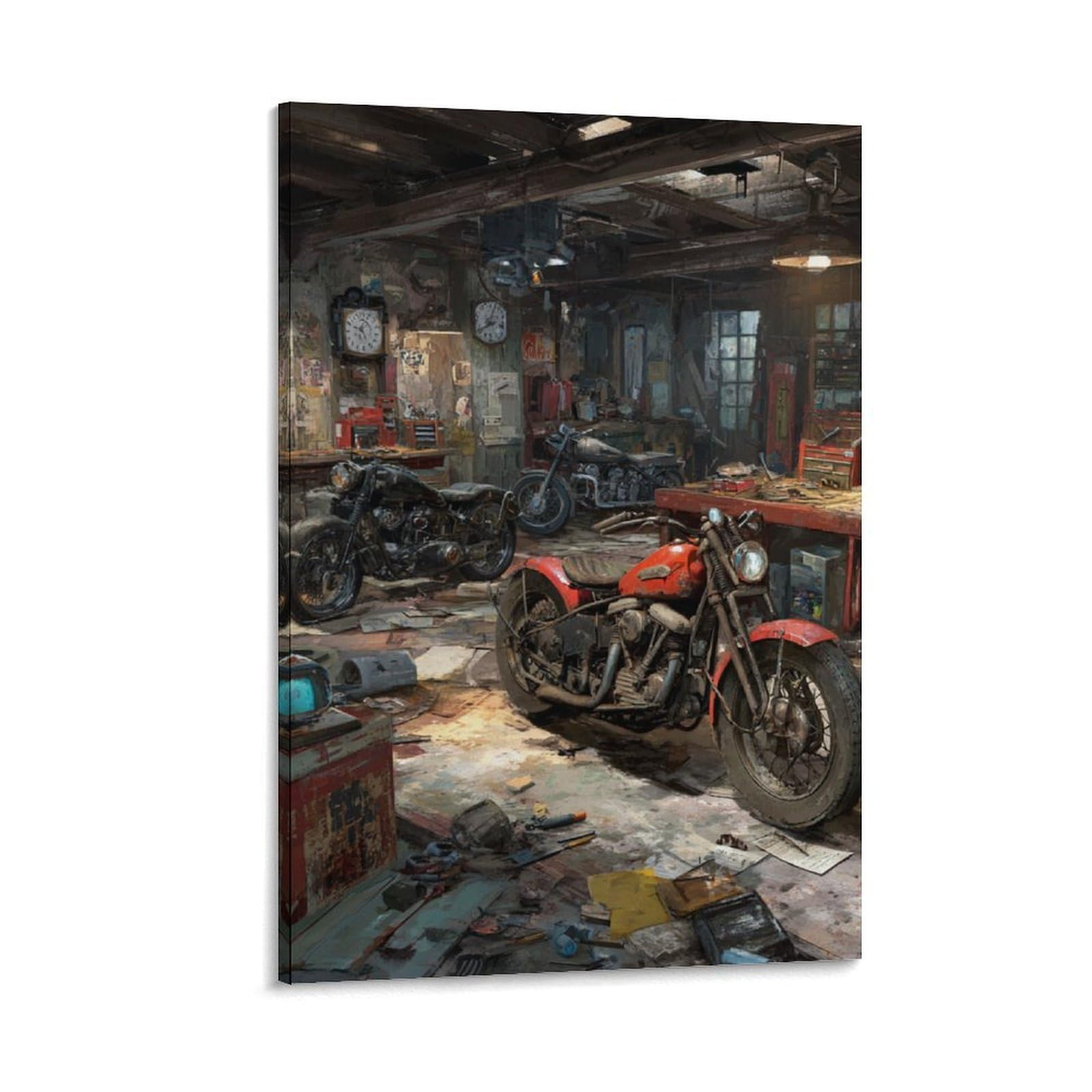 SHUNXIFQ Taller de motocicletas Lienzo Pintura Abstracta Fondo Impreso En Lienzo Cuadros Decoración Salón - Cuadros Lienzos Decorativos - Cuadros Modernos 20x30inch(50x75cm)