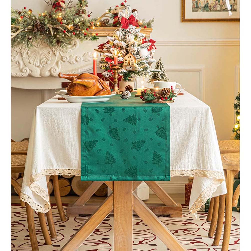 Amazon｜クリスマス テーブルランナー グリーン センタークロス