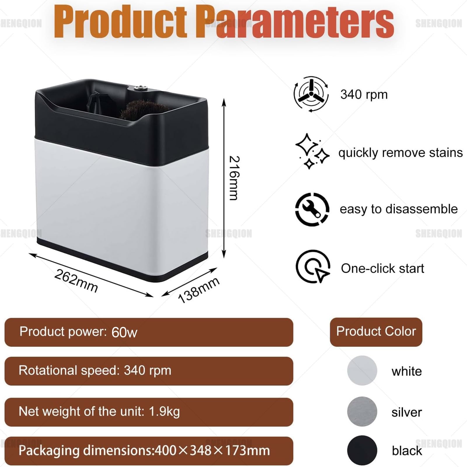 Máquina Limpiadora De Posos De Café, Limpiador De Mango De Máquina De Espresso, Eléctrico Y Automático Con Doble Cepillo, Compatible Con Portafiltros 58mm/51mm, Para Cafetería(Black)