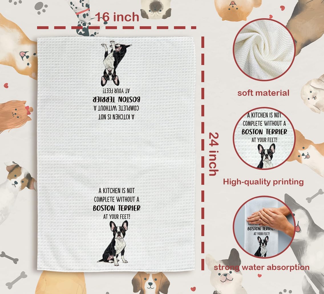Boston Terrier Gifts Kitchen Towels Set of 2, Boston Terrier Gifts for Women, Boston Terrier Decor Hand Towels, Boston Terrier Dog Tea Dish Towels for Kitchen, Dog Kitchen Decor, 16x24inch - Image 7