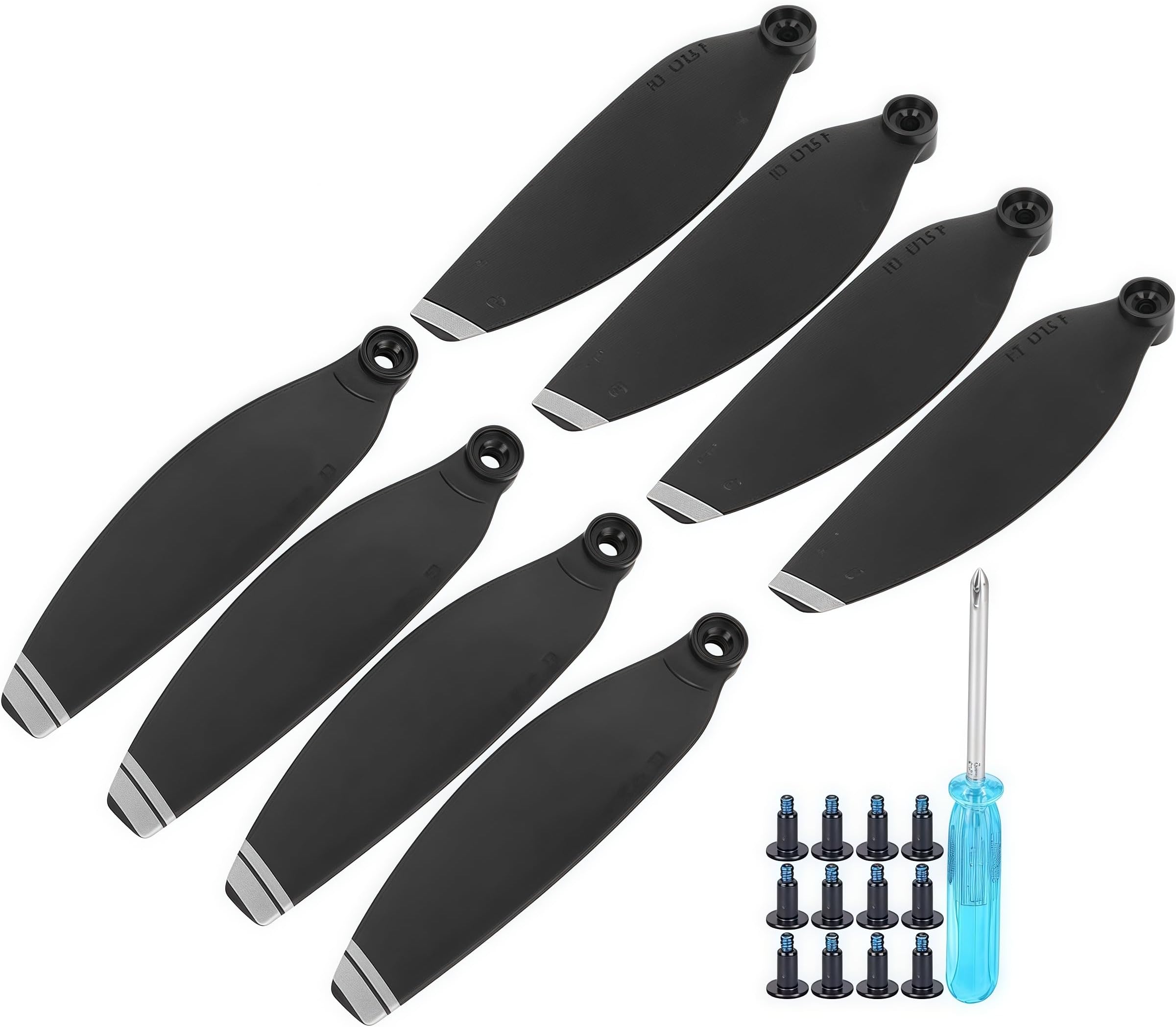 8PCS Plastic Drone Blade, Plastic Light Weight Propellers Wing Blade RC Drone Accessories Compatible for Mini(Black with silver edge)