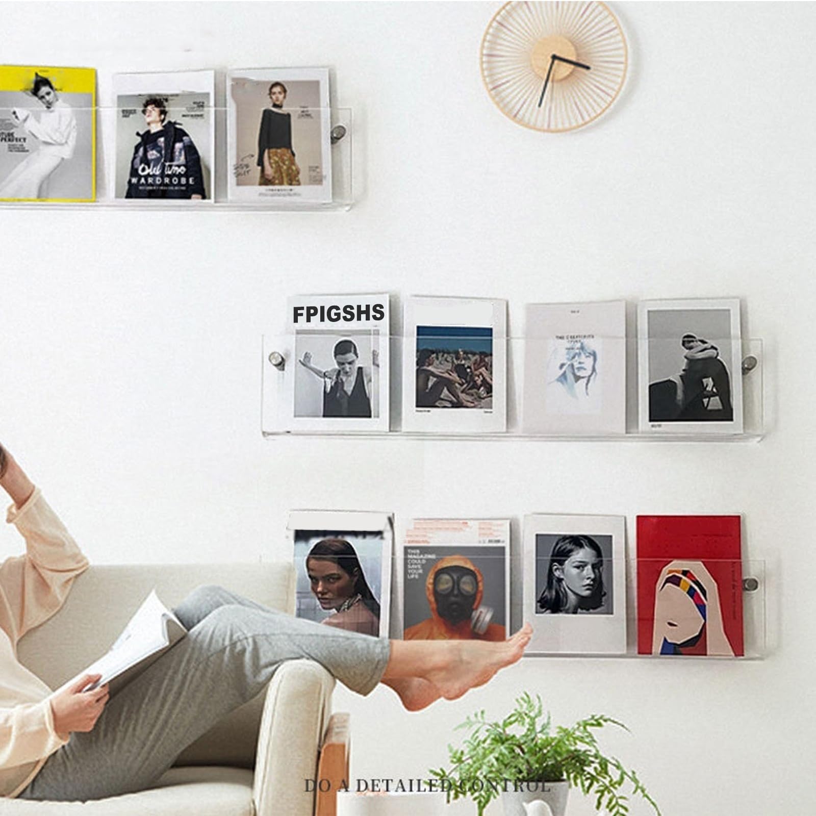 2Pack - acryl zeitschriftenhalter Wand Modern Hängend Bücherregale, Broschürenhalter zeitungshalter Wand Schallplattenregal Display Regal,Schweberegale Für Schlafzimmer, Wohnzimmer Büro (80cm)