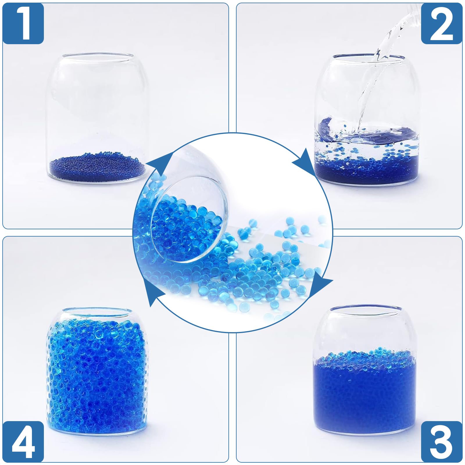 20000 Billes D'eau Pour Gel Blaster – 40 Sachets – Recharge 7-8 Mm – Hydrogel Bleu – Aussi Pour Déco Et Plantes