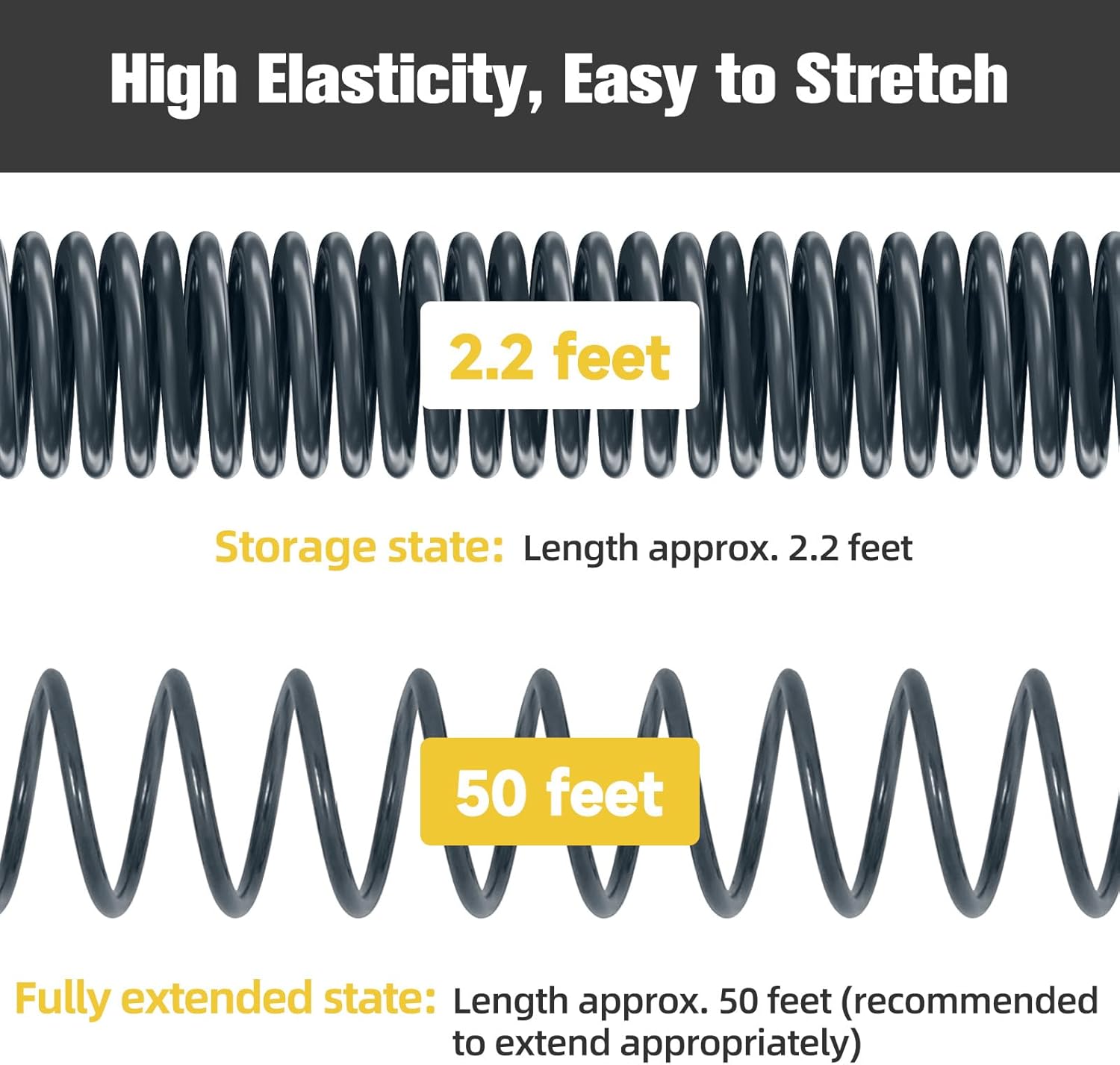 Coil Hose,3/8" EVA Coil Garden Hose 50 FT,Curly Water Hose Lightweight with Brass Connectors,Recoil Garden Hose Includes 8-Pattern Spray Nozzle for Boat, Yard, Patio, Green