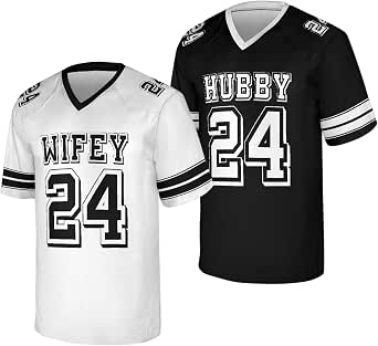 Hubby and Wifey Jersey Shirts Matching Couple Mr Mrs Football Jerseys, Custom Name and Number