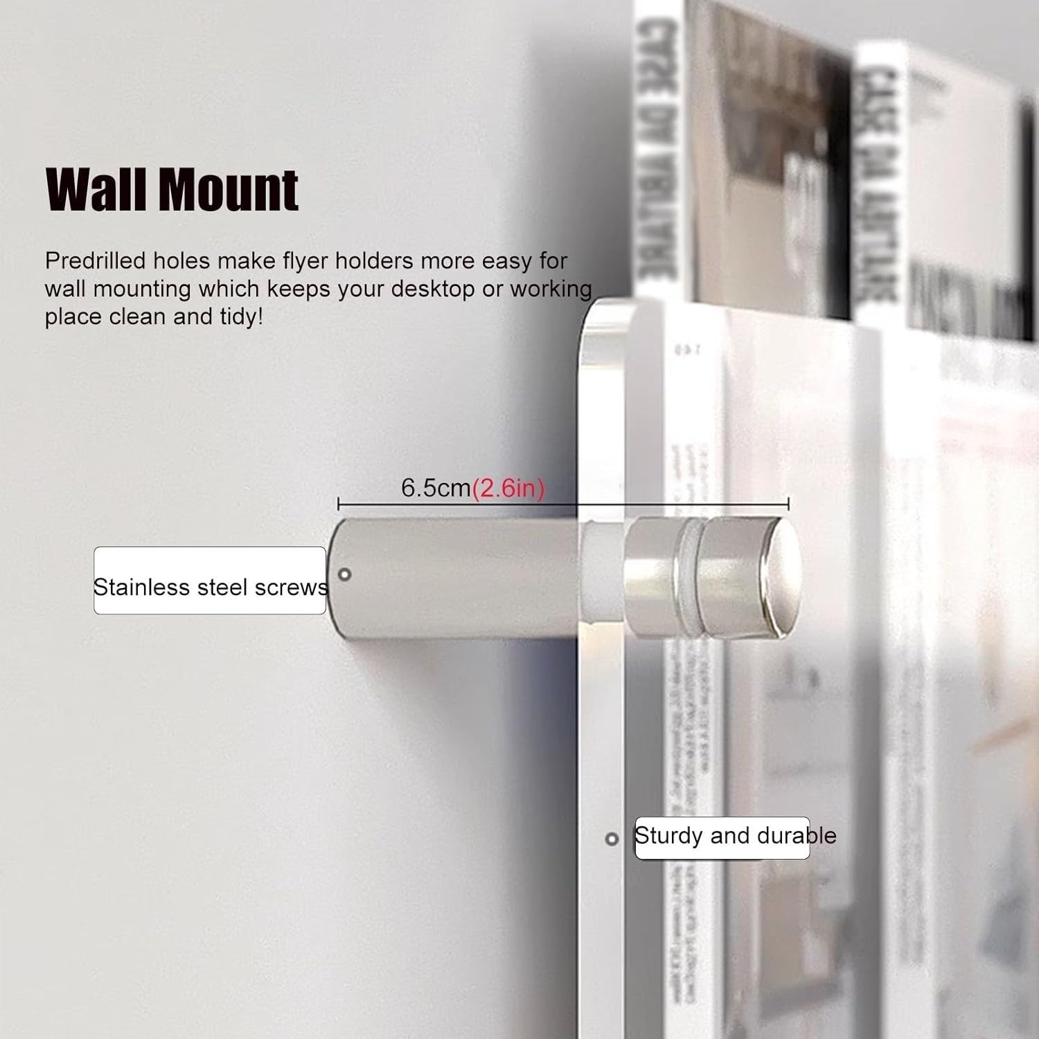 Magazine holder wall mount acrylic shelf, Clear Acrylic Brochure Holder Wall Mount 2 Tier, Bookshelf Magazine Rack Literature Storage(60cm/23.6in)