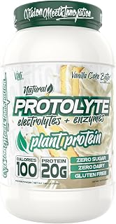 Protolyte Natural Plant Protein by VMI Sports with Electrolytes and Enzymes | Zero Sugar – Zero Dairy – Gluten Free | 20 G Protein + 10.5 G of EAAs (25 serving, Vanilla Cake Batter)