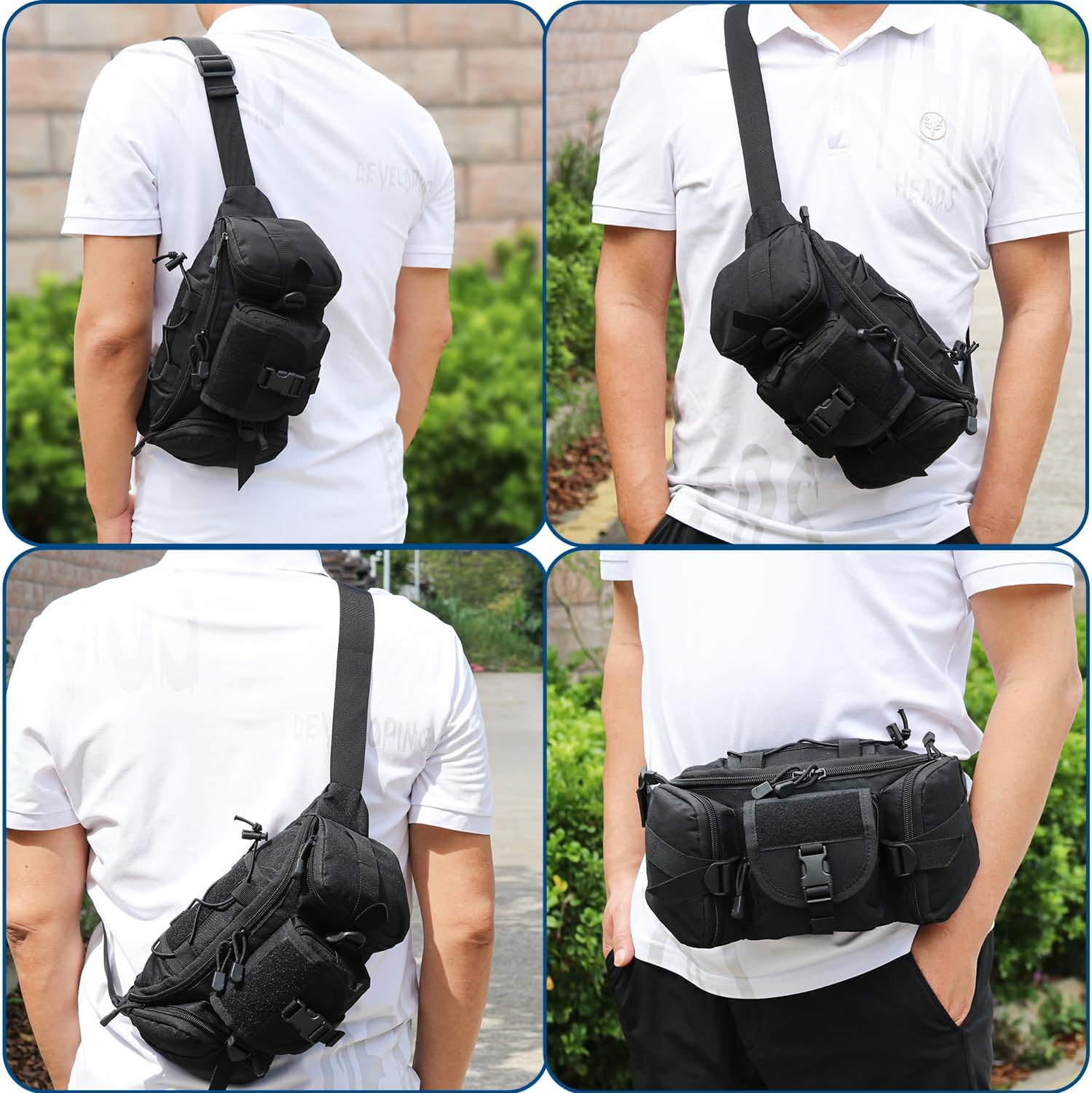 Tactical Military Waist Bag Pack 5L Men's Fanny Pack with Adjustable Waist Belt,for Travel Running Hiking Workout Outdoors Sport Fishing Waist Pack Bag(D005-black) - Image 7