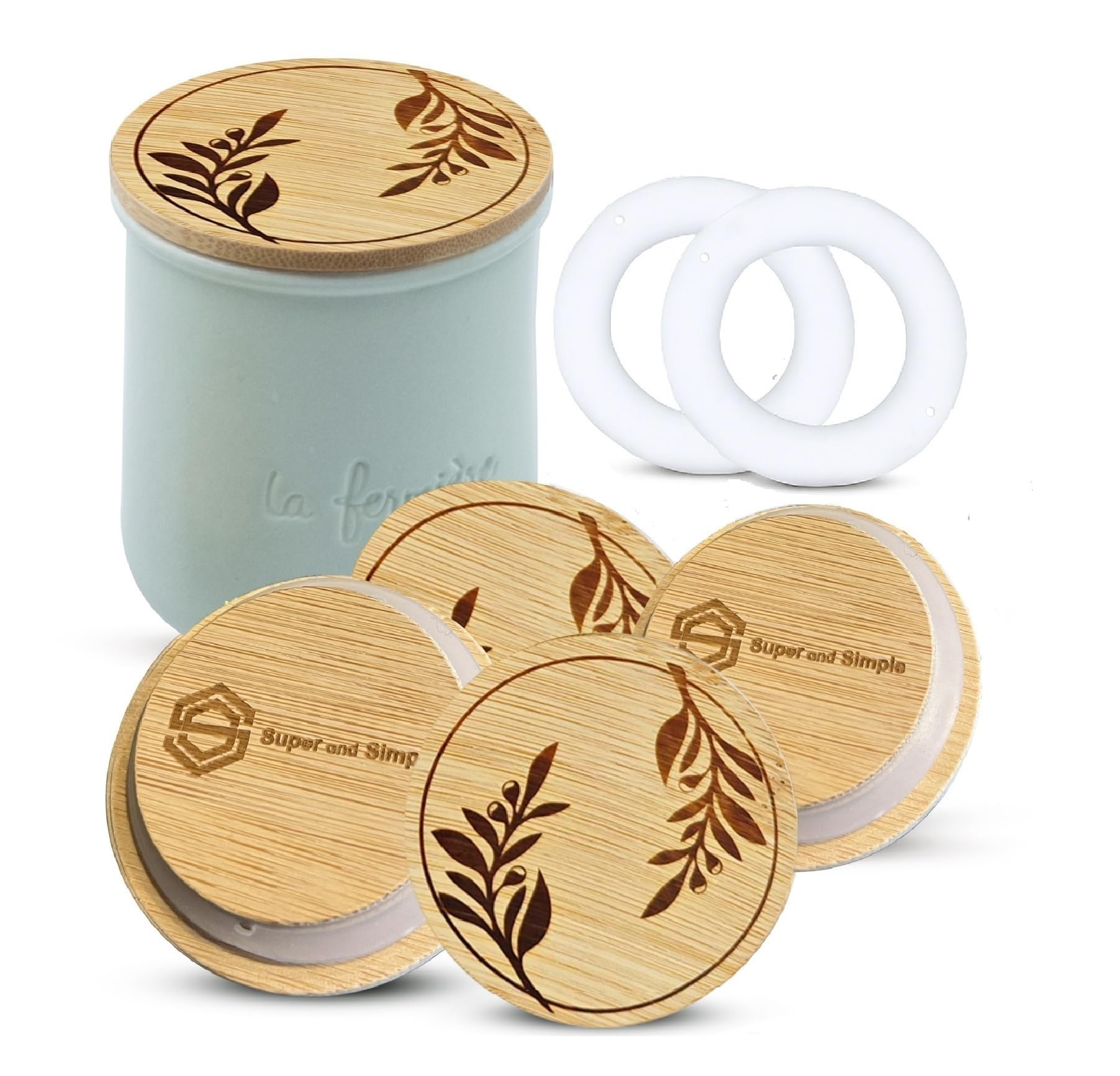 Amazon.com: La Fermiere Yogurt Jar Lids Bamboo - Branches - Extra