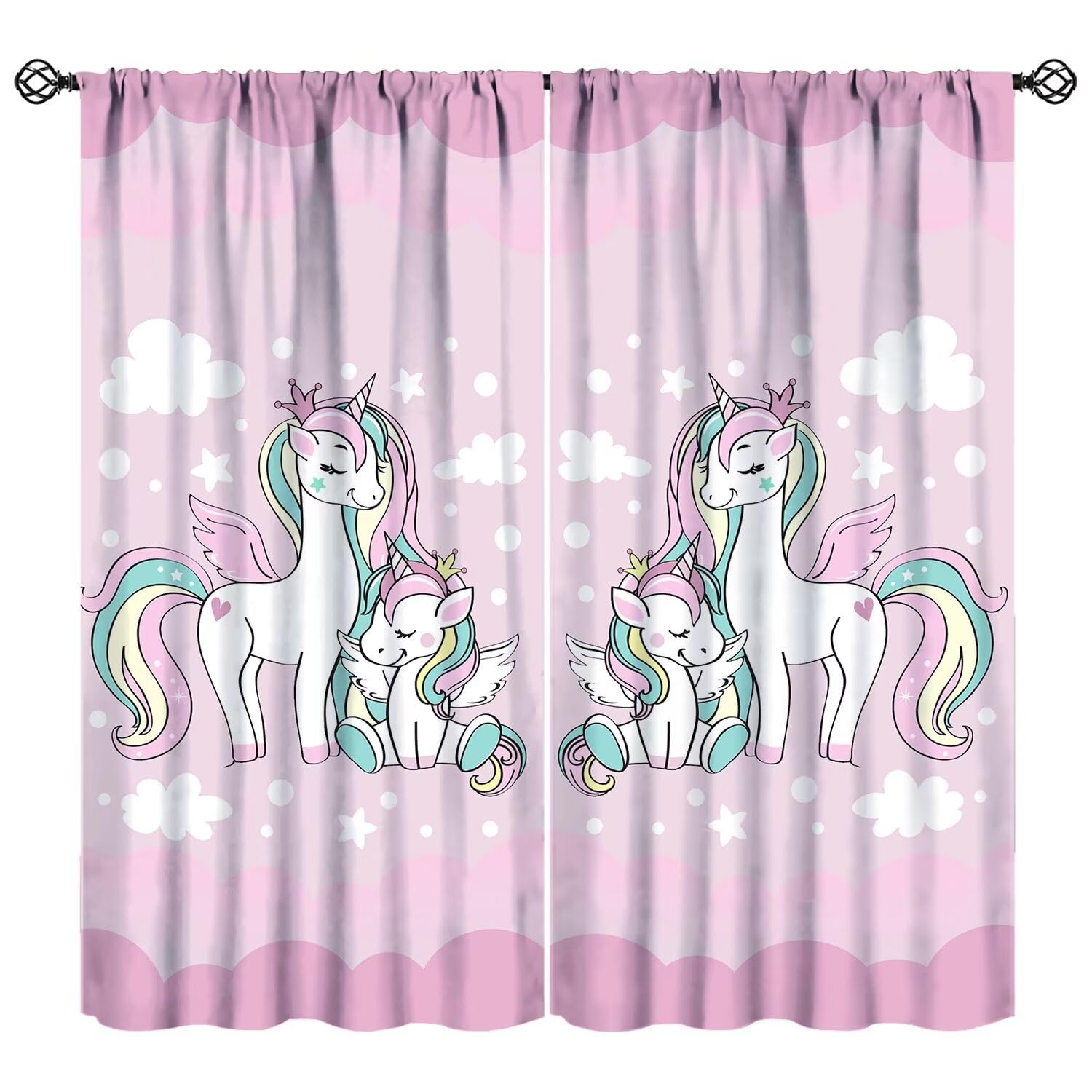 JESTRONRY Kids Cute Unicorn Curtains,Pink Cartoon Unicorn Room Darkening Door Window Rod Pocket Curtain for Bedroom Living Room Nursery Girls Room Decor 42x54 Inch Decor