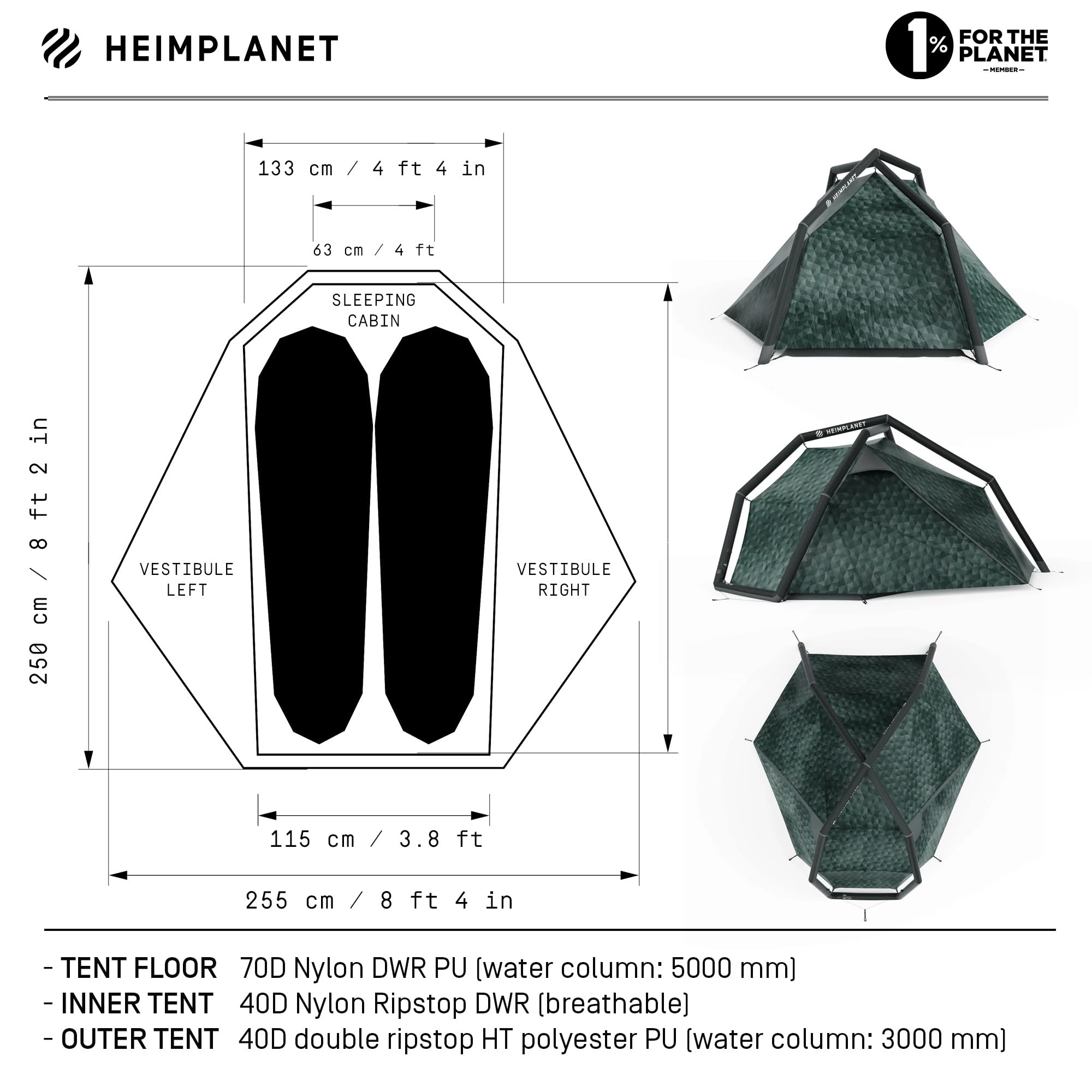 Amazon.com : HEIMPLANET FISTRAL V2, 1-2 Person Tent, Inflatable