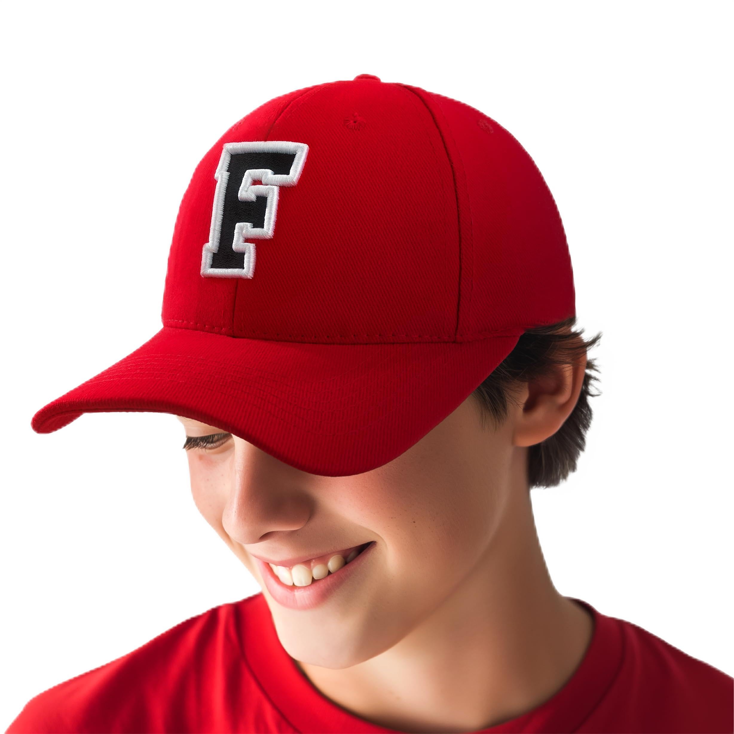4Sold 1976 Boys F 4Sold 3D Embroidery Alphabet Children School A-Z Adjustable Baseball Cap Red Black Letter Caps Kids Hat Sport