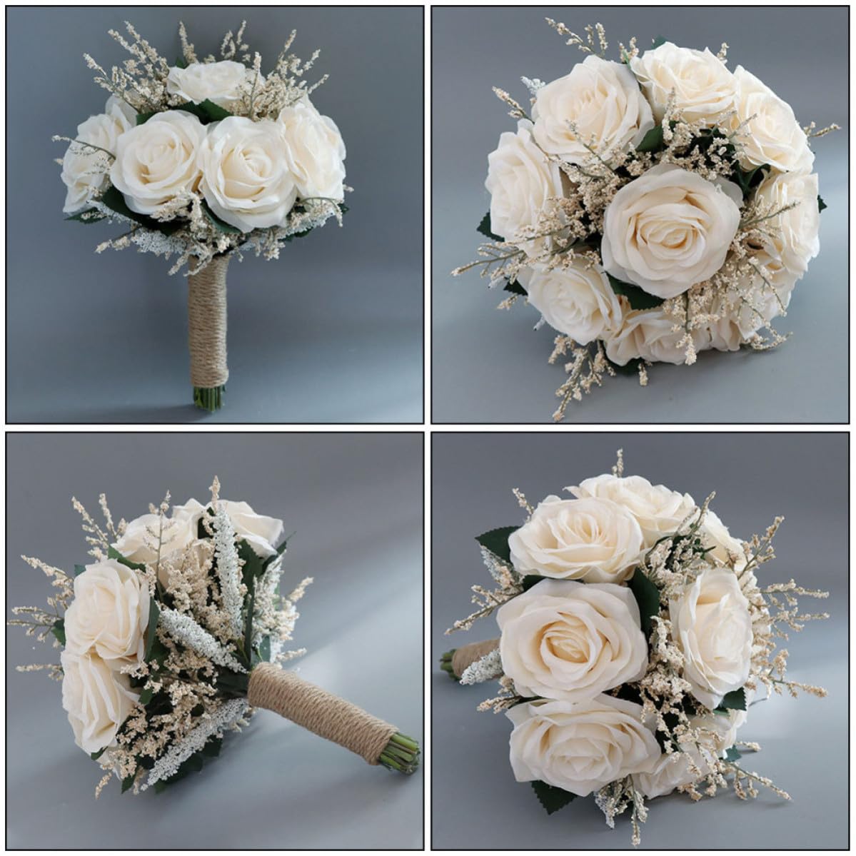 BESPORTBLE 2 Pezzi Bouquet di Rose Artificiali Bianche per Nozze e Foto