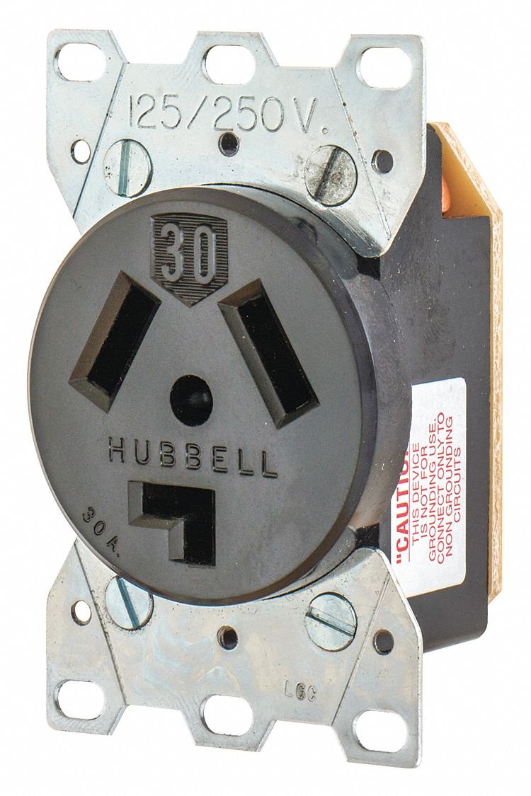 Bryant 30A Industrial Environments Receptacle, Black; Tamper Resistant: No