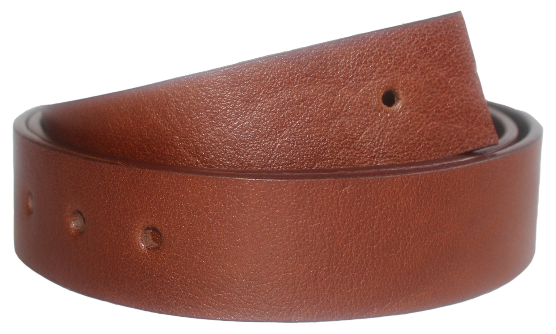 QHA Mens Leather Belt No Buckle Full Grain Strap Gift Q52019-Brown-M: 32"-36"