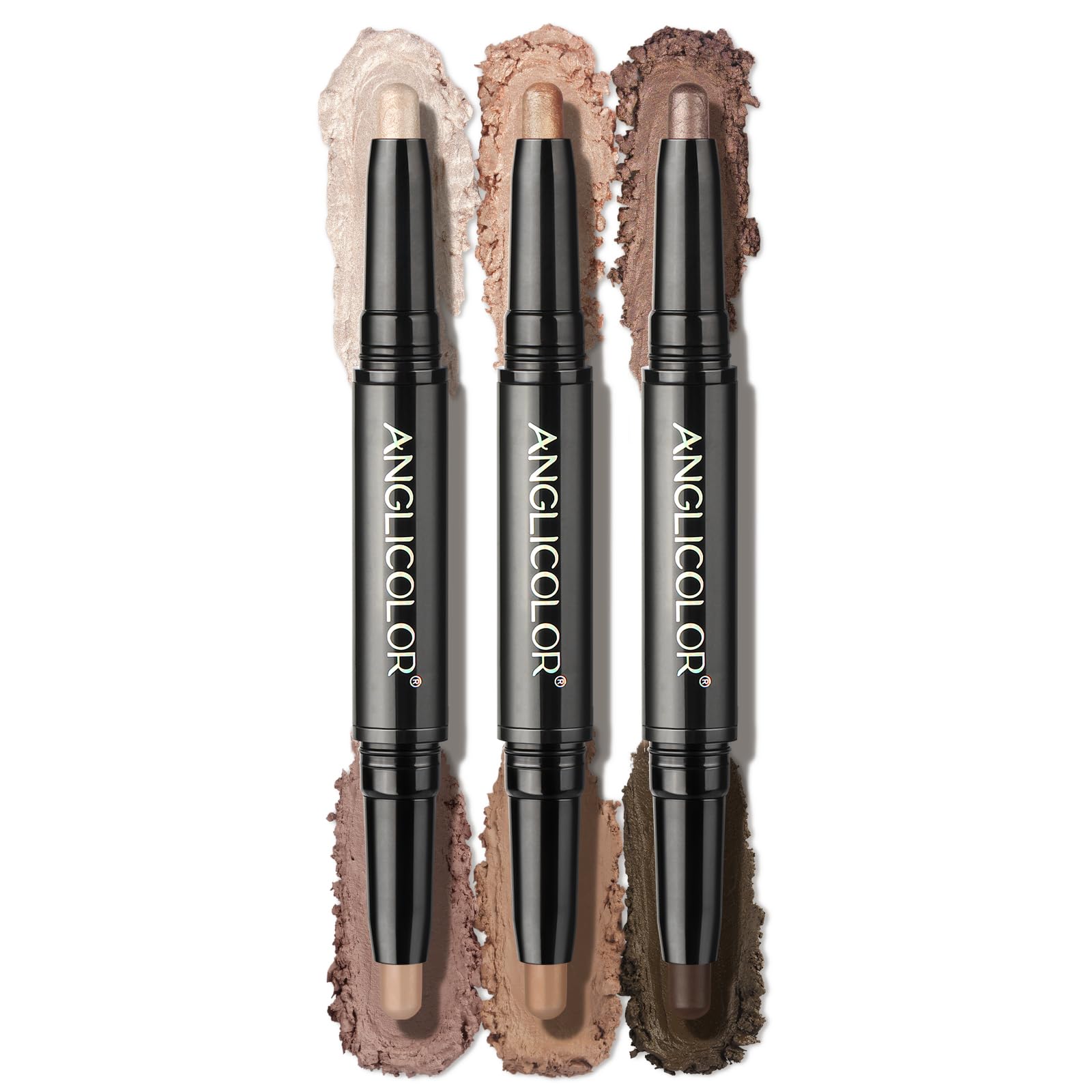 Anglicolor 3PCS Sombras De Ojos De Doble Cabezal,Sombra Ojos Brillantes&Mate,Alta PigmentacióN Sombra De Ojos En Crema,DuracióN Sombra De Ojos En Barra(3PC 01+02+03)