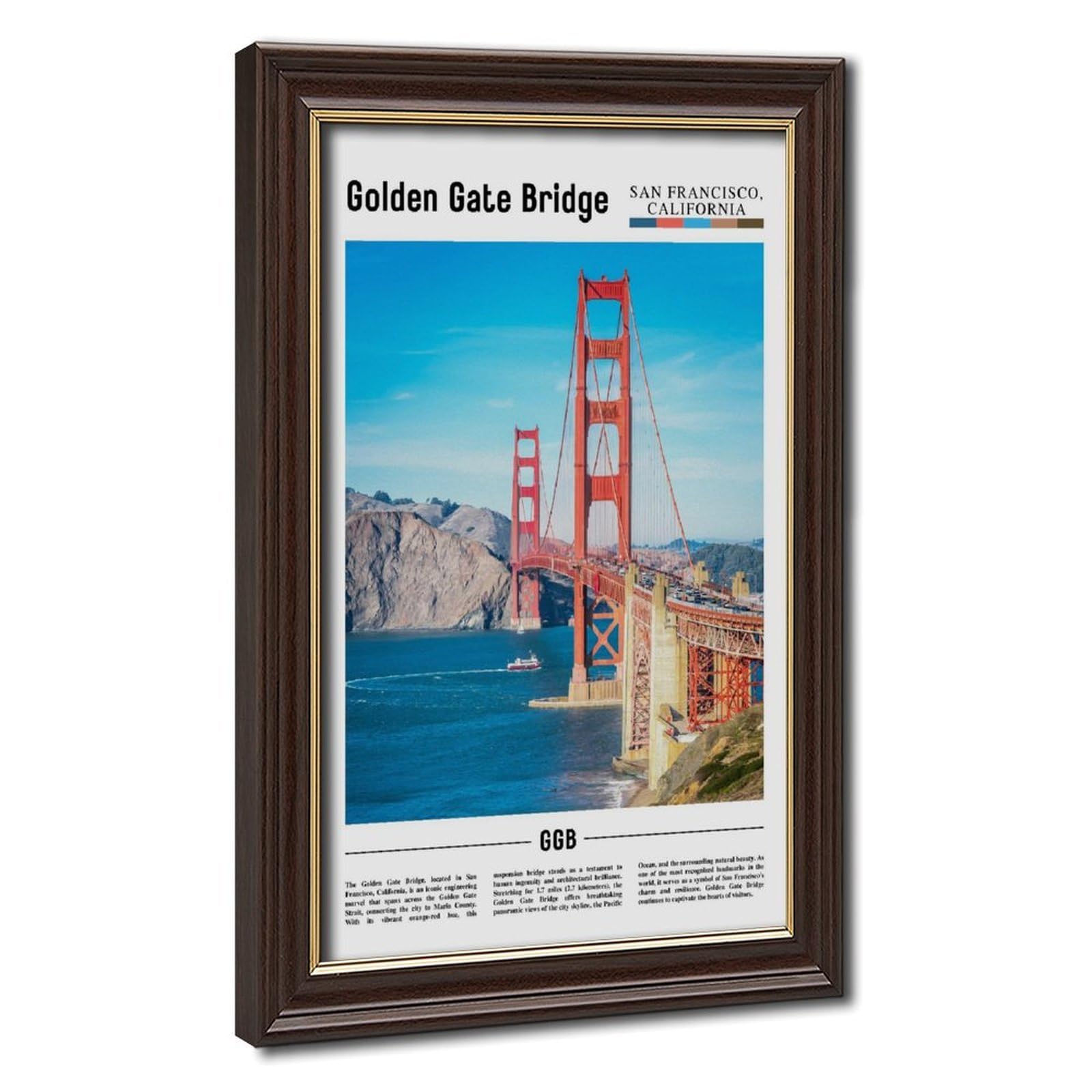 Wcyb Mokume Gane Frame Golden Gate Bridge San Francisco California The United States Of America Scenery Travel Prints Posters Canvas Deco Paintings Wall Art For Office Livin