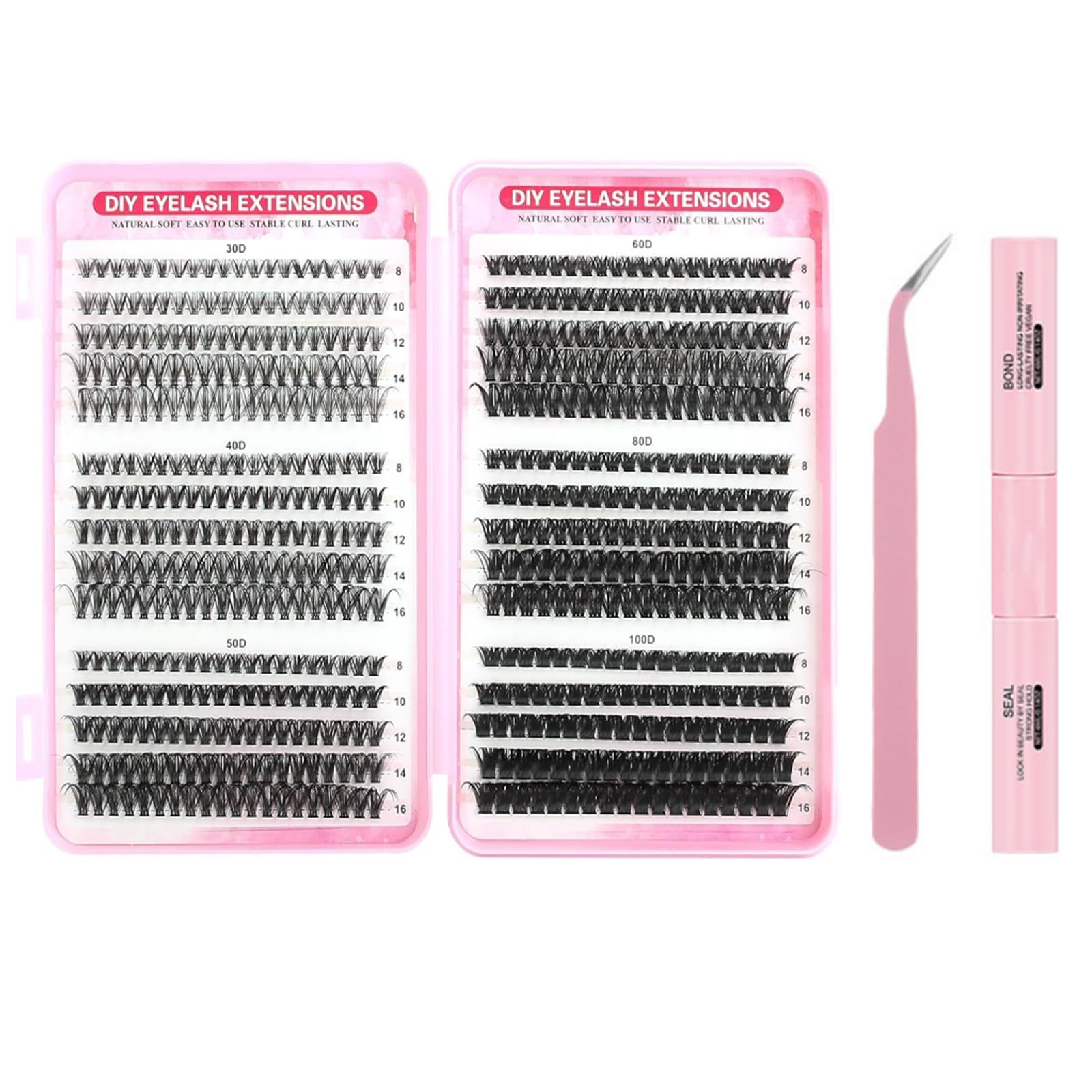 Lash Extension Book Set Mixed 6 Styles Cluster Individual Lashes With 6 Thickness 5 Lengths 30D 40D 50D 60D 80D 100D Create Various Eyelash Looks DIY Eyelash Extension Natural Dramatic Fluffy Curl