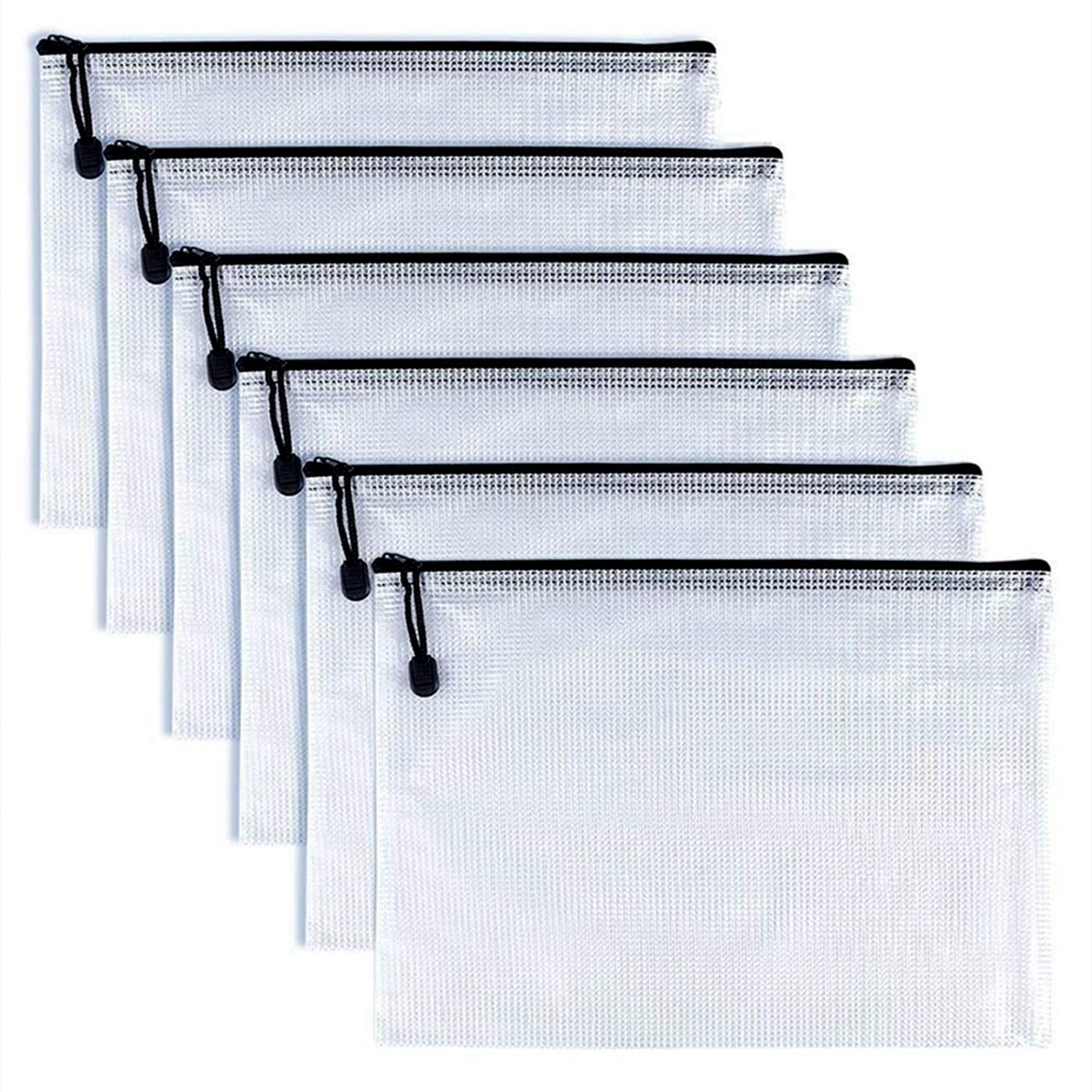 HAKZEON 30 stuks B4 ritszakken met ritssluiting, 15 x 11 inch, plastic documentzakken waterdicht mesh tuff tas rits zakje portemonnee mappen voor kantoor, thuis, school, reizen, zwarte sluiting
