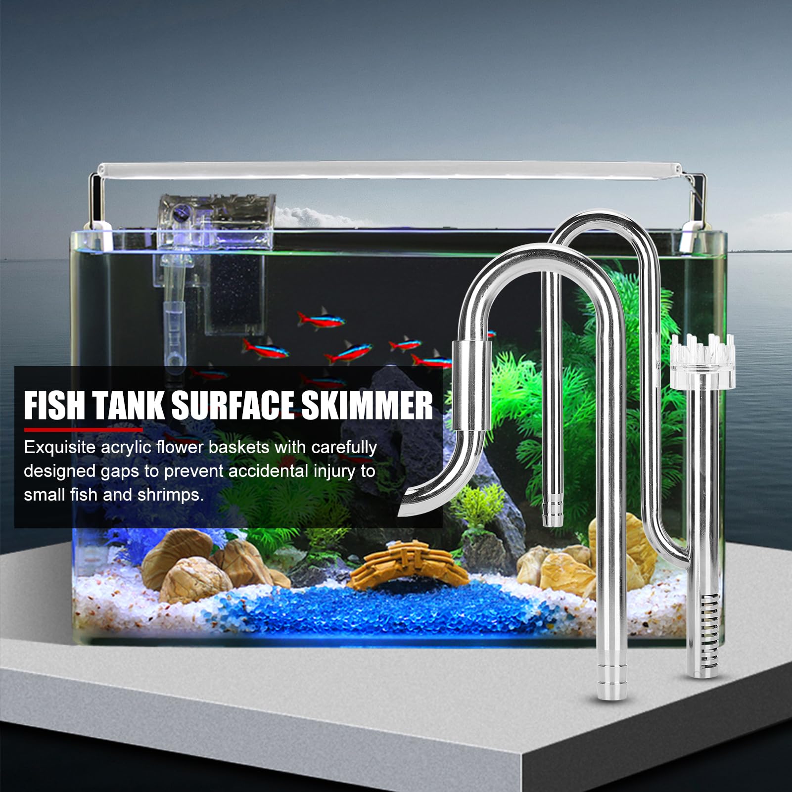 Kit Entrée/sortie écumeur De Surface Acier Inoxydable Pour Aquarium – Filtre Tuyau 12/16 Mm – Raccord Réglable